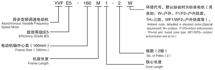 YVFE5系列超效率變頻調(diào)速三相異步電動機(jī)型號說明